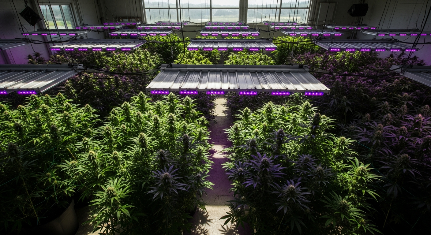 Culture indoor de plants de chanvre CBD sous éclairage LED spécialisé